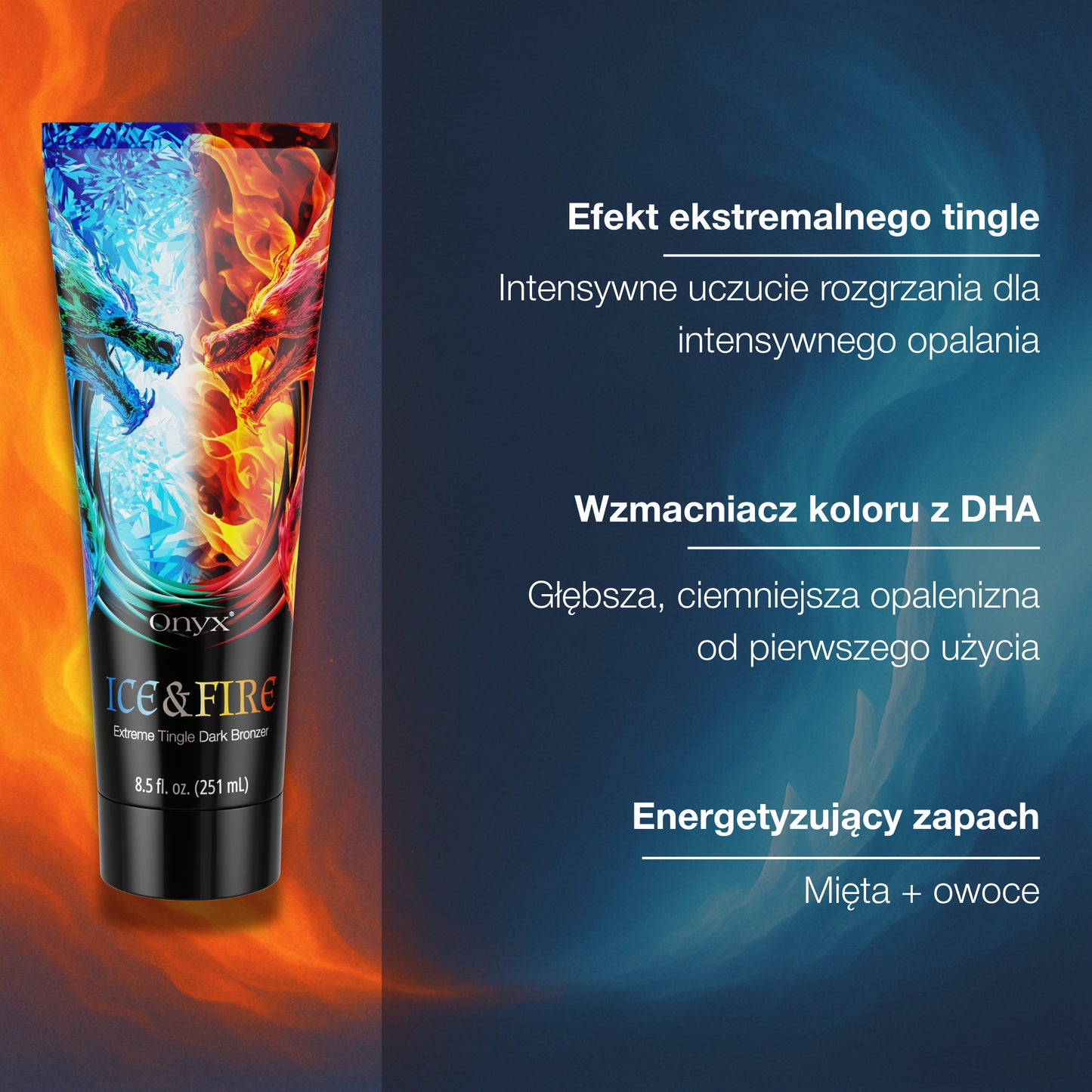 Onyx Ice & Fire Tingle bronzer z efektem chłodząco-mrowiącym do opalania
