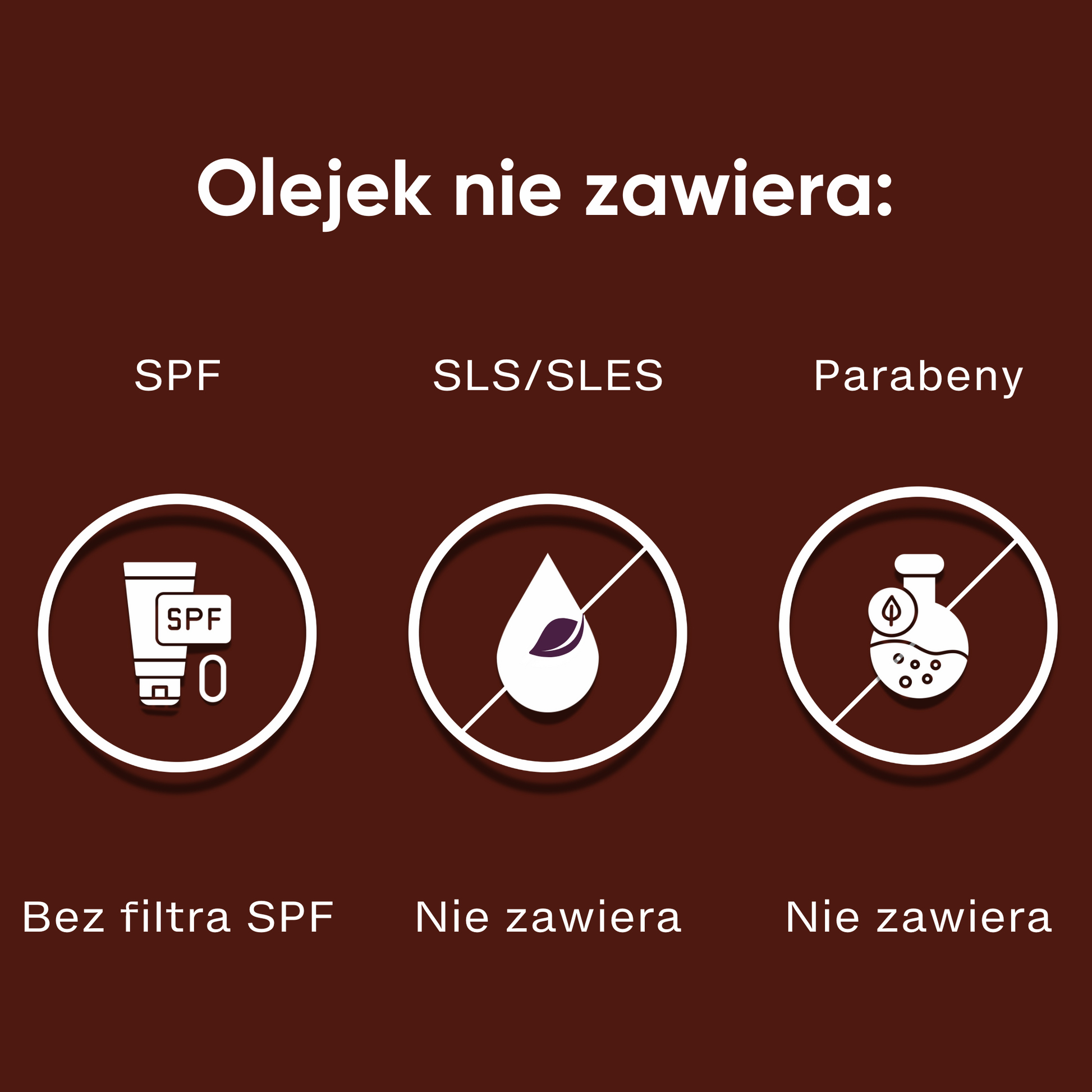 La Playa z ikonami: brak SPF, naturalne oleje, aloes i ekstrakty roślinne, wskazująca na bezpieczne opalanie