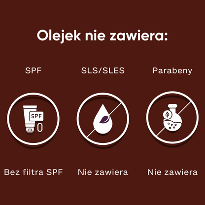 La Playa z ikonami: brak SPF, naturalne oleje, aloes i ekstrakty roślinne, wskazująca na bezpieczne opalanie