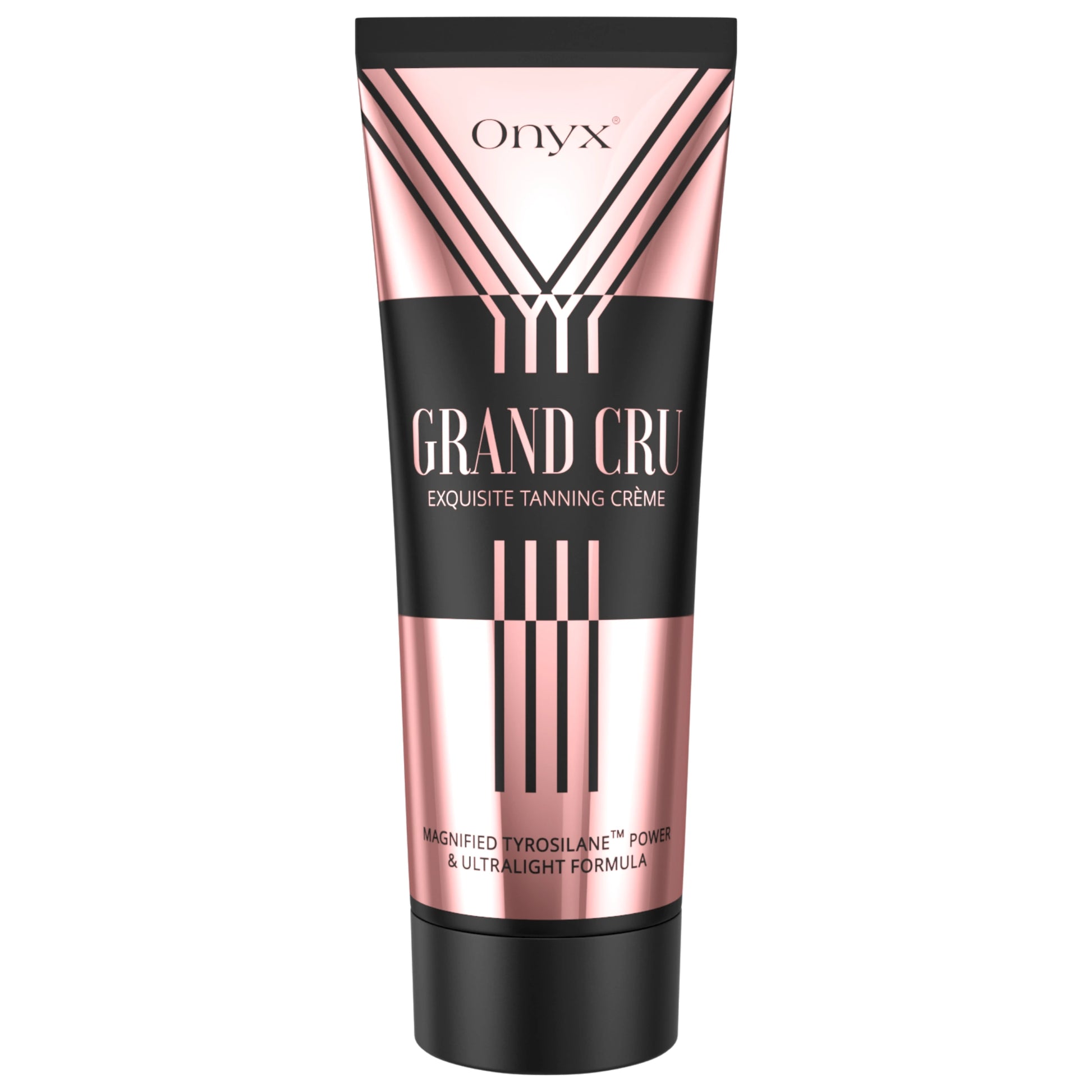 Imagen de producto de la Loción Bronceadora Onyx Grand Cru – lujosa crema blanca con complejo de Tirosilan para un bronceado intenso en solarium